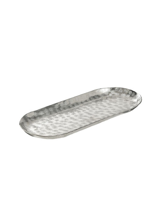 Inart Διακοσμητική Πιατέλα Μεταλλική Ασημί 31x14x2εκ.