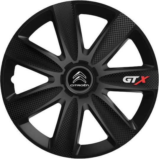Versaco Комплект тапи за колела на автомобил Gtx с Марка Цитроен 4бр 16" Черен