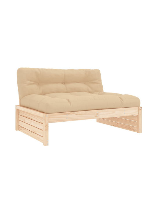 Two-Seater Sofa Outdoor Wooden with Pillows 120x95x69cm