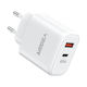 Veger Φορτιστής Χωρίς Καλώδιο GaN με Θύρα USB-A και Θύρα USB-C 65W Power Delivery / Quick Charge 3.0 / SuperCharge Λευκός (TC650)