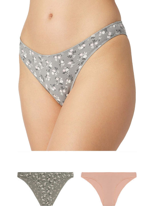Minerva Miss Βαμβακερά Femei Slip 2Pack Gri