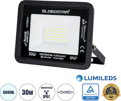 GloboStar Atlas Στεγανός Προβολέας LED 30W Ψυχρό Λευκό 6000K IP67