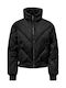 Only Women's Short Puffer Jacket for Spring or Autumn Black