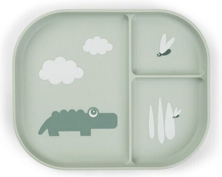 Done by Deer Baby Food Plate Croco made of Plastic Green