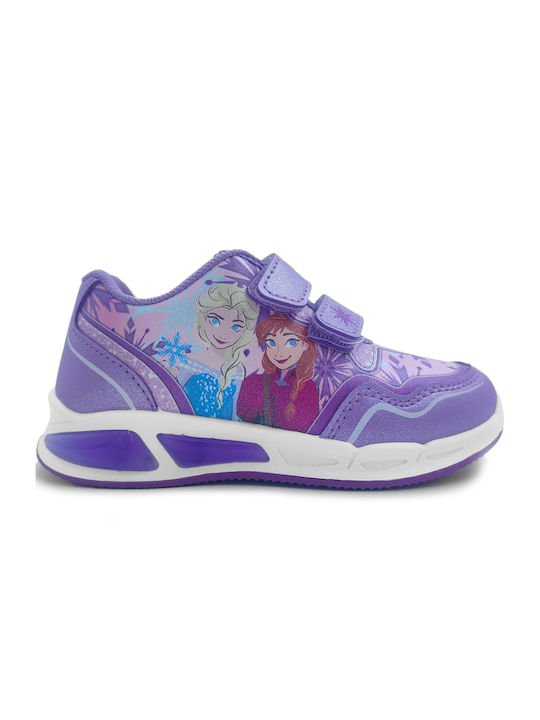Disney Παιδικά Sneakers με Σκρατς & Φωτάκια Μωβ