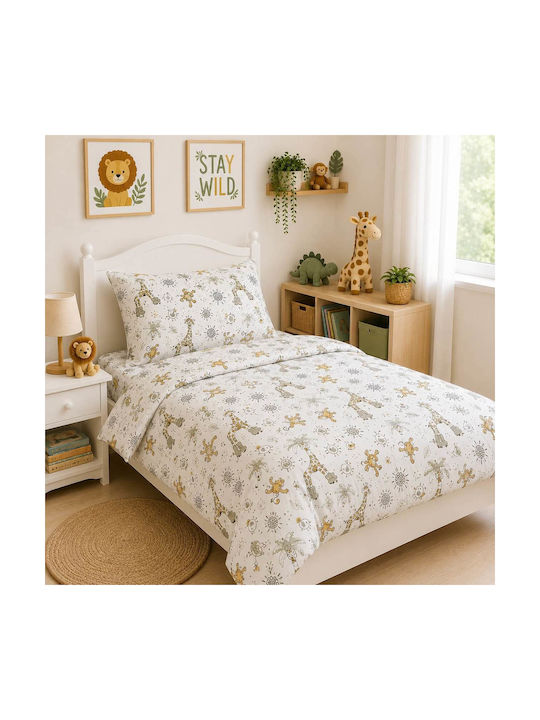 Astron Italy Monkeys Set Kids Duvet Cover Single with Pillowcase Cotton Gray 165x250cm