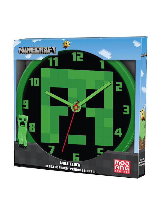 Kids Licensing Kids Wall Clock Minecraft Wooden 25x13cm