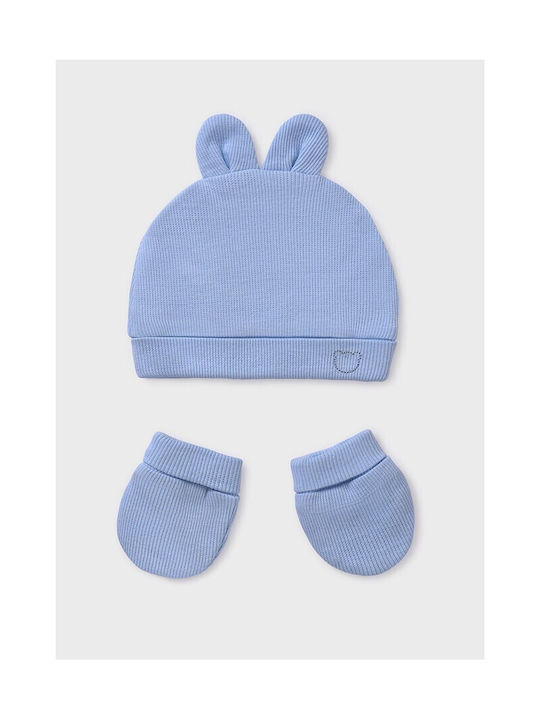 Mayoral Σκούφος Kids Beanie Set with Gloves Knitted Light Blue for Newborn