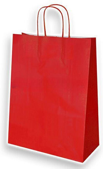 Pungi de Hârtie pentru Ambalare cu Mâner Roșii 26x12x35cm 100buc