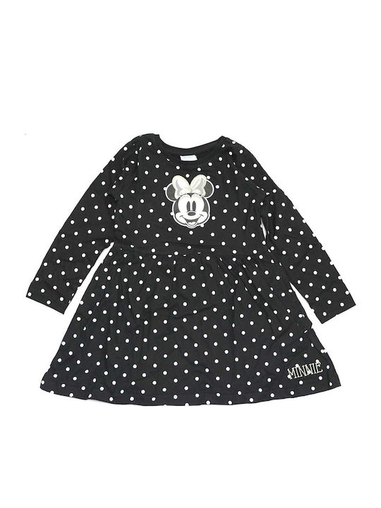 Minnie Kinderkleid Langärmelig Polka Dot Schwarz