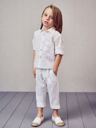 Designer's Cat Βαπτιστικό Κοστούμι για Αγόρι Λινό Λευκό 3τμχ