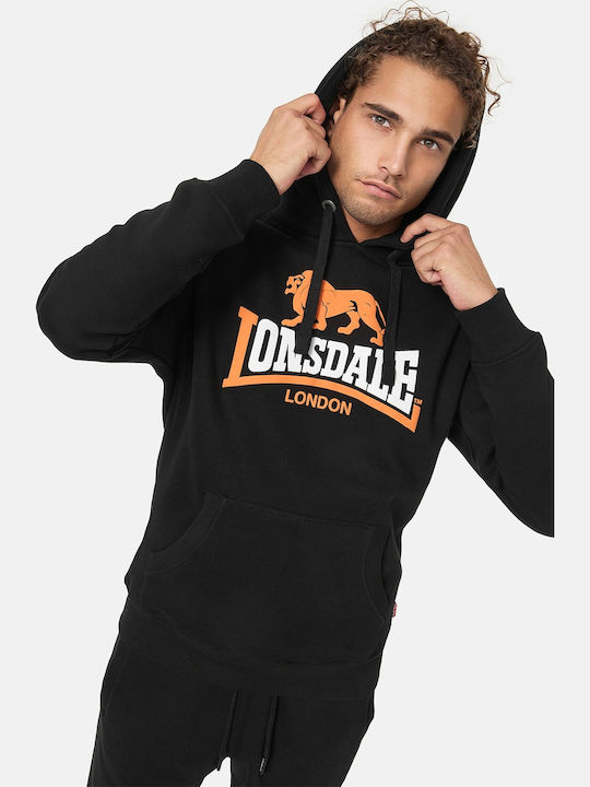 Lonsdale Thurning Φούτερ με Κουκούλα Μαύρο