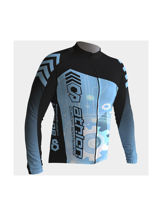 Athlon Techno Bărbați Mânecă lungă Tricou de ciclism Albastru