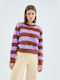 Compania Fantastica Women's Long Sleeve Sweater Striped Purple