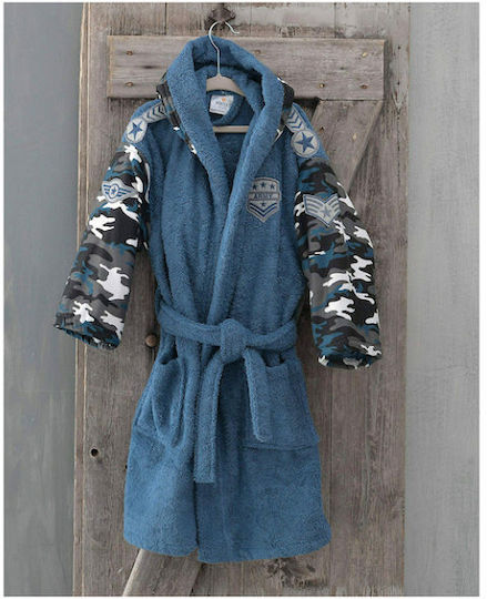 Rythmos Kids Bathrobe Army Blue Hooded