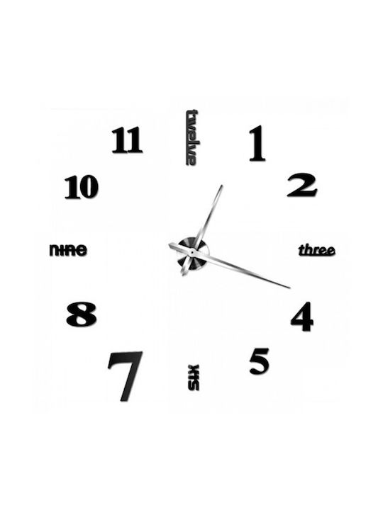 Wall Clock Sticker Black Ø90cm