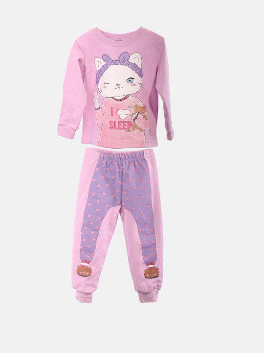 Joyce Set Top & Bottom Kids Cotton Pyjamas Pink