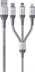 WK USB to Type-C / Lightning / micro USB Cable 1.2m WK-WDC-170_SILVER WK USB to Type-C / Lightning / micro USB Cable 1.2m WK-WDC-170_SILVER