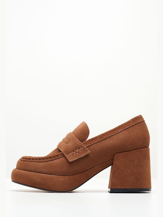 Favela Leather Tabac Brown Heels