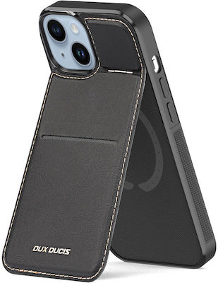 Dux Ducis Portofel Piele / Piele artificială / Silicon Negru (iPhone 15)