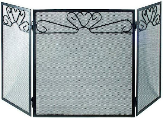 Biofan Metallic Fireplace Screen with Panels 103x54cm Black