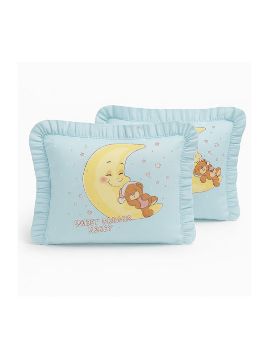 Beboulino Honey Σετ Παιδικές Μαξιλαροθήκες από 100% Βαμβάκι 35x45εκ. Μπλε