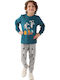Roly Poly Kinder Schlafanzug Winterlich Petrol Blau Space