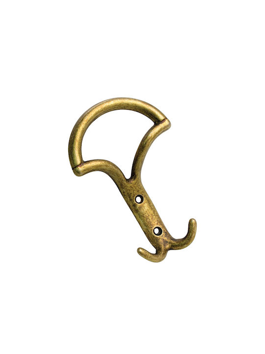 Viobrass Antique Metal Wall Hanger 3 Hooks Antique Bronze 9.5x14.5cm