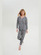 Vamp Winter Damen Pyjama-Set Baumwolle Gray