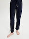 Vamp Winter Baumwolle Damen Pyjama-Hose Blau