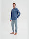 Vamp Men's Winter Cotton Pajamas Set Blue