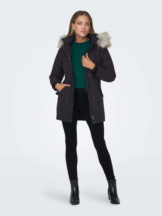 Only Kurz Damen Parka Jacke Schwarz