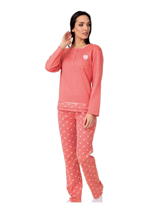 Lydia Creations Winter Women's Pyjama Set Orange