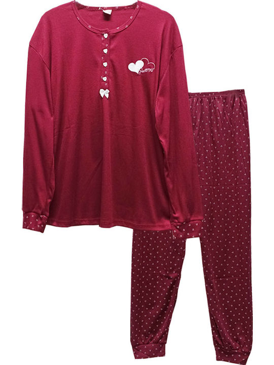 Cootaiya Winter Damen Pyjama-Set Burgundisch
