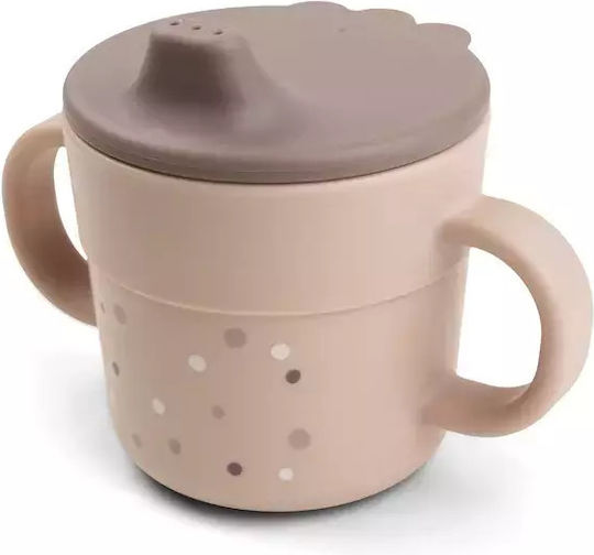 Done by Deer Happy Dots Powder Εκπαιδευτικό Μπιμπερό Πλαστικό με Λαβές Ροζ για 0m+ 215ml
