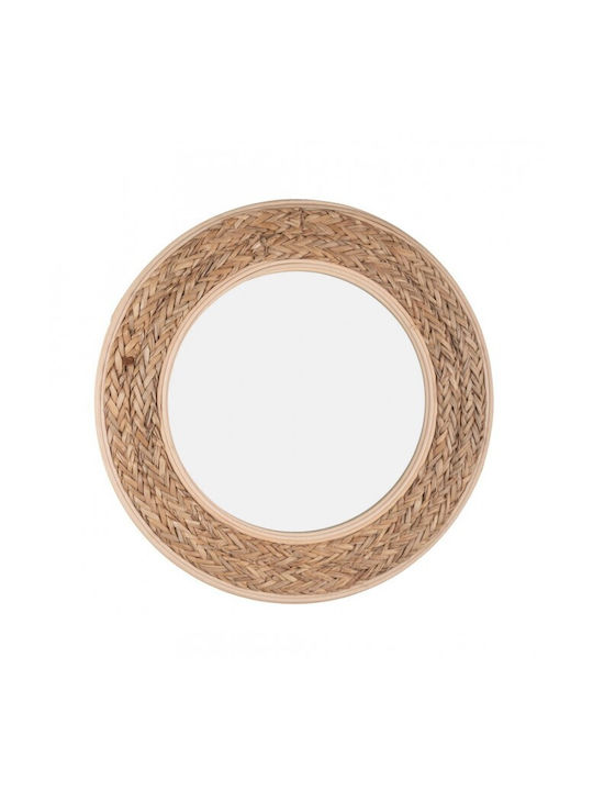 Bizzotto Talia Wandspiegel mit Beige Rattan Rahmen Durchmesser 50cm 1Stück