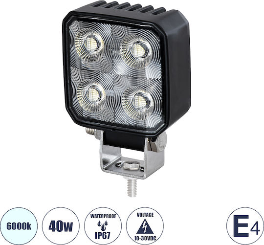 GloboStar Square Waterproof Headlights Car LED Renault Master 12V 40W 7.5cm with White Lighting 20pcs