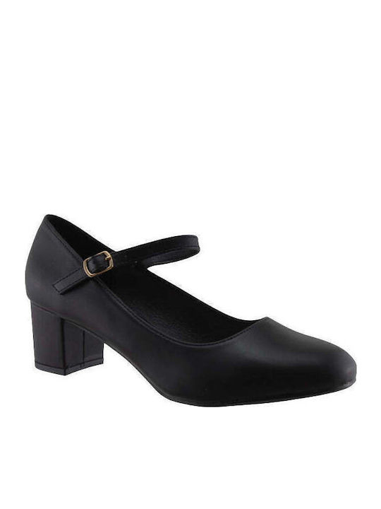 Blondie Black Heels with Strap
