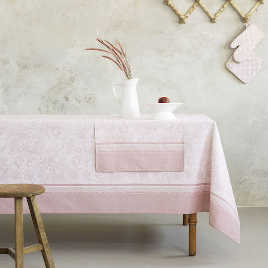 Nima Tablecloth Cotton Roses Pink 150x250cm