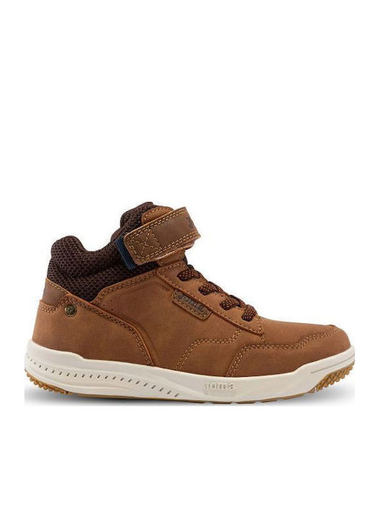 Torcon Jr Kids Sneakers High with Hoop & Loop Closure Brown
