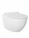 Wall-Mounted Toilet that Includes Soft Close Cover White