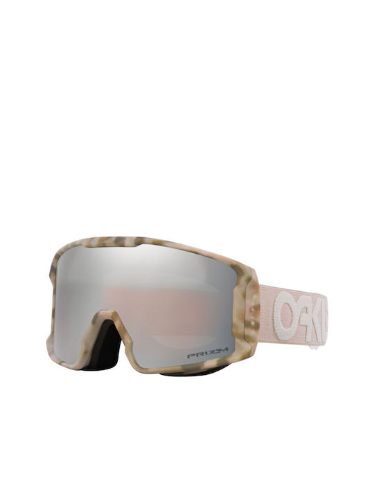 Oakley Line Miner Masca de schi și snowboard Pentru adulți Bej cu Lentilă Cu oglindă în culoarea Gri