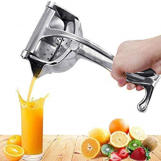 Handpresse Orange aus Metall in Silber Farbe