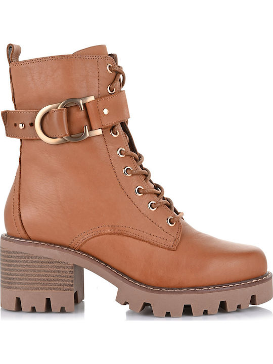 Leder Stiefeletten Damen Braun