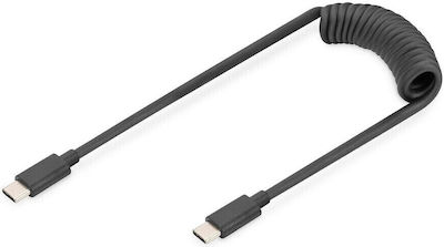Digitus Spiral USB 2.0 Cable USB-C male - Μαύρο 1m (AK-300431-006-S)