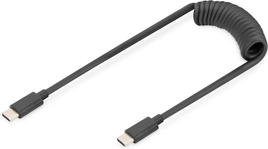 Digitus Spiral USB 2.0 Cable USB-C male - USB-C 60W PD Μαύρο 1m AK-300431-006-S
