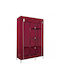 Fabric Wardrobe with Zipper and Shelves in Red Color 105x45x175cm
