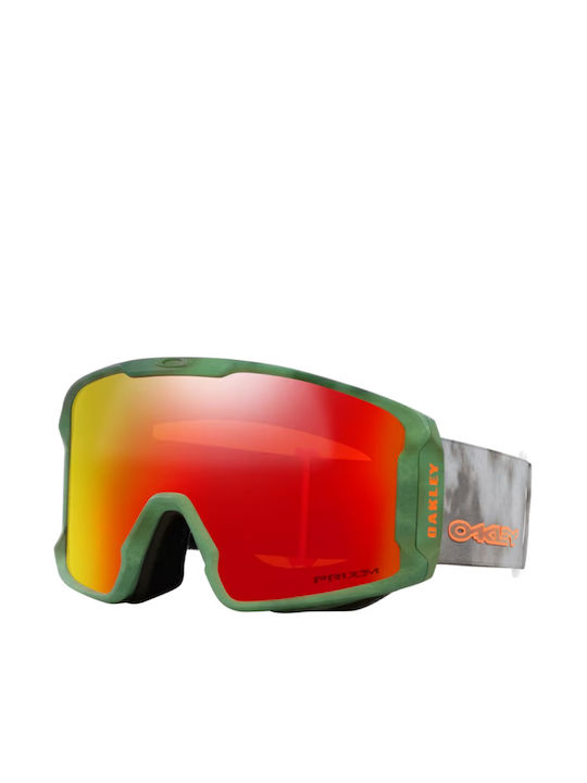 Oakley Line Miner Masca de schi și snowboard Pentru adulți Gri cu Lentilă Cu oglindă în culoarea Roșu