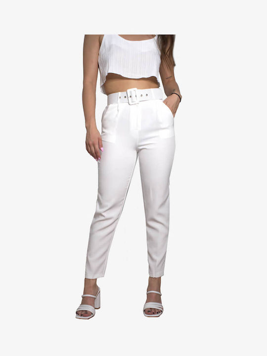 Olian Women's Fabric Trousers White