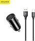 Awei C-826T Car Charger 2.4A Fast Charging with Ports 2xUSB 1xType-C including Type-C Cable Black Color